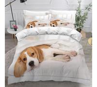 ARiXIaNg Beagle Duvet Cover King Size 3D Dog Animal Bedding Set with 2 Pillowcases Soft Microfiber Quilt Cover 3PCs with Zipper Closure Easy Care for Kids Boys Girls Teens