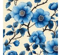 ARiXIaNg Blue Flowers Peel and Stick Wallpaper Retro Contact Paper with Waterproof Stain-Resistant Surface for Boys Girls Teen Bedroom Living Room Kitchen 17.3"x118"