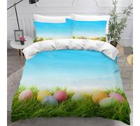 ARiXIaNg Childrens Single Duvet Cover Cartoon Egg 3D Bedding Set Easter Bedding Set with 2 Pillowcases for Kids Boys Girls Teens Soft Microfiber Quilt Cover with Zipper Closure