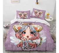 ARiXIaNg Childrens Single Duvet Cover Cute Girl 3D Bedding Set Kawaii Bedding Set with 2 Pillowcases for Kids Boys Girls Teens Soft Microfiber Quilt Cover with Zipper Closure
