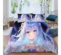 ARiXIaNg Childrens Single Duvet Cover Japanese Manga 3D Bedding Set Anime Girl Bedding Set with 2 Pillowcases for Kids Boys Girls Teens Soft Microfiber Quilt Cover with Zipper Closure