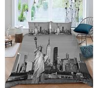 ARiXIaNg Childrens Single Duvet Cover Statue Of Liberty 3D Bedding Set New York Scenery Bedding Set with 2 Pillowcases for Kids Boys Girls Teens Soft Microfiber Quilt Cover with Zipper Closure