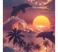 ARiXIaNg Dolphin Peel and Stick Wallpaper Sunset Ocean Contact Paper with Waterproof Stain-Resistant Surface for Boys Girls Teen Bedroom Living Room Kitchen 17.3"x78.7"