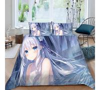 ARiXIaNg Duvet Cover Japanese Manga King Size 3D Anime Girl Bedding Set with 2 Pillowcases Soft Hypoallergenic Microfiber Quilt Cover 3 Piece with Zipper Closure Easy Care,summer
