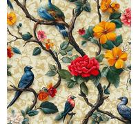 ARiXIaNg Flowers and Birds Peel and Stick Wallpaper Retro Contact Paper with Waterproof Stain-Resistant Surface for Boys Girls Teen Bedroom Living Room Kitchen 17.3"x118"