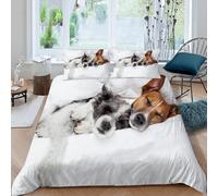 ARiXIaNg Jack Russell Terrier Duvet Cover Double Size 3D Dog Cute Bedding Set with 2 Pillowcases Soft Microfiber Quilt Cover 3PCs with Zipper Closure Easy Care for Kids Boys Girls Teens