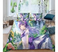ARiXIaNg Japanese Manga Duvet Cover Double Size 3D Anime Girl Bedding Set with 2 Pillowcases Soft Microfiber Quilt Cover 3PCs with Zipper Closure Easy Care for Kids Boys Girls Teens