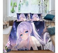 ARiXIaNg Japanese Manga Duvet Cover King Size 3D Anime Girl Bedding Set with 2 Pillowcases Soft Microfiber Quilt Cover 3PCs with Zipper Closure Easy Care for Kids Boys Girls Teens