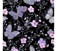 ARiXIaNg Peel and Stick Wallpaper 17.3"x118" Purple Flowers Self Adhesive Wallpaper Butterfly Retro Contact Paper Shelf Liner for Cabinets for Bedroom Bathroom Renter Friendly