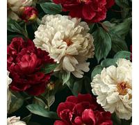 ARiXIaNg Peel and Stick Wallpaper 17.3"x118" Retro Peony Flowers Self Adhesive Wallpaper Art Contact Paper Shelf Liner for Cabinets for Bedroom Bathroom Renter Friendly