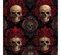 ARiXIaNg Peel and Stick Wallpaper 17.3"x118" Retro Skull Self Adhesive Wallpaper Red Terror Contact Paper Shelf Liner for Cabinets for Bedroom Bathroom Renter Friendly