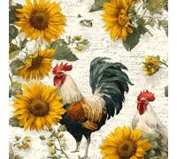 ARiXIaNg Peel and Stick Wallpaper 17.3"x118" Sunflower Self Adhesive Wallpaper Chicken Retro Contact Paper Shelf Liner for Cabinets for Bedroom Bathroom Renter Friendly