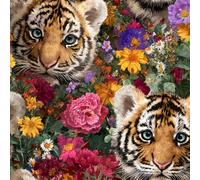 ARiXIaNg Peel and Stick Wallpaper 17.3"x118" Tiger Flower Self Adhesive Wallpaper Retro Contact Paper Shelf Liner for Cabinets for Bedroom Bathroom Renter Friendly