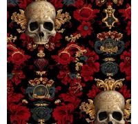 ARiXIaNg Peel and Stick Wallpaper 17.3"x393" Retro Skull Self Adhesive Wallpaper Red Terror Contact Paper Shelf Liner for Cabinets for Bedroom Bathroom Renter Friendly