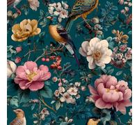 ARiXIaNg Peony Flowers and Birds Peel and Stick Wallpaper Retro Country Contact Paper with Waterproof Stain-Resistant Surface for Boys Girls Teen Bedroom Living Room Kitchen 17.3"x236"
