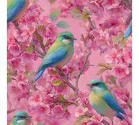 ARiXIaNg Pink Flowers and Birds Peel and Stick Wallpaper Retro Contact Paper with Waterproof Stain-Resistant Surface for Boys Girls Teen Bedroom Living Room Kitchen 17.3"x78.7"