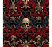ARiXIaNg Retro Skull Peel and Stick Wallpaper Red Terror Contact Paper with Waterproof Stain-Resistant Surface for Boys Girls Teen Bedroom Living Room Kitchen 17.3"x197"