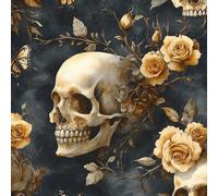 ARiXIaNg Retro Skull Peel and Stick Wallpaper Rose Contact Paper with Waterproof Stain-Resistant Surface for Boys Girls Teen Bedroom Living Room Kitchen 17.3"x78.7"