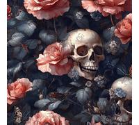 ARiXIaNg Retro Skull Peel and Stick Wallpaper Rose Contact Paper with Waterproof Stain-Resistant Surface for Boys Girls Teen Bedroom Living Room Kitchen 17.3"x236"