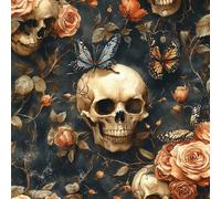 ARiXIaNg Retro Skull Peel and Stick Wallpaper Rose Contact Paper with Waterproof Stain-Resistant Surface for Boys Girls Teen Bedroom Living Room Kitchen 17.3"x118"
