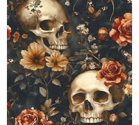 ARiXIaNg Retro Skull Peel and Stick Wallpaper Rose Contact Paper with Waterproof Stain-Resistant Surface for Boys Girls Teen Bedroom Living Room Kitchen 17.3"x197"