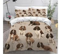 ARiXIaNg Springer Spaniel Duvet Cover King Size 3D Dog Animal Bedding Set with 2 Pillowcases Soft Microfiber Quilt Cover 3PCs with Zipper Closure Easy Care for Kids Boys Girls Teens