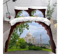 ARiXIaNg Taj Mahal Duvet Cover Set 155x220cm City Building Bedding Set Adults Ultra Soft Microfiber Quilt Cover 3PCs with Zipper and 2 Pillowcases Closure Decor Bedspread Cover,summer