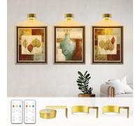 Arixinks Battery Picture Light 3Pack Gold,Wireless Painting Light with Remote,3 Lighting&Dimmable,Wall Art for Painting Accent Light &Timer for Pictures Frames Gallery Potrait Magnetic