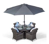 Arizona 120cm Round 4 Seater Rattan Dining Set with Drinks Cooler - Grey
