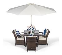 Arizona 4 Seater Square Rattan Dining Set Garden Table & Chairs w/ Ice Bucket