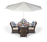 Arizona 4 Seater Square Rattan Garden Dining Table & Chairs Set Patio Furniture