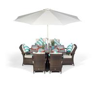 Arizona 6 Seater Rectangle Rattan Garden Dining Table & Chairs Set Furniture