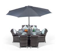 Arizona 6 Seater Rectangle Rattan Garden Dining Table & Chairs Set Furniture