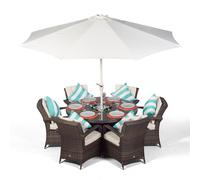 Arizona 6 Seater Round Rattan Dining Set Garden Table & Chairs w/ Ice Bucket