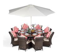 Arizona 8 Seater Round Rattan Garden Dining Table & Chairs Set Patio Furniture