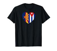 Arizona and Cuba Flags: Heart Shaped Unity T-Shirt