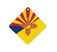 Arizona And New Mexico Flags 1Pcs Car Air Freshener Automotive Aromatherapy Tablets Hanging Scented Cards for Room Bathroom Rhombus