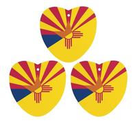 Arizona And New Mexico Flags 3 Pcs Car Air Freshener Automotive Aromatherapy Tablets Hanging Scented Cards for Room Bathroom Love form