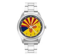 Arizona and New Mexico Flags Business Watches for Men Stainless Steel Strap Watch Wrists Boyfriend Father Gift