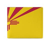 Arizona and New Mexico Flags Leather Bifold Wallet for Men Slim Card Cases with 2 Slots Minimalist Coin Purs