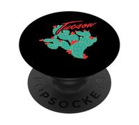 Arizona Cacti With Red Blossoms Tucson Vintage Souvenir PopSockets Adhesive PopGrip