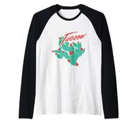 Arizona Cacti with Red Blossoms Tucson Vintage Souvenir Raglan Baseball Tee