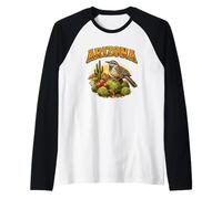 Arizona Cactus Wren Desert Sunset State Bird Wildlife Raglan Baseball Tee
