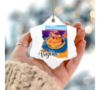 Arizona Christmas Tree Ornament Contemporary State Famous' Architecture Keepsake Gift Xmas Party Decorations Hanging Ceramic Porcelain Christmas Bauble Present Gift for Him Her