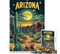 Arizona Desert Landscape with Cacti Jigsaw Puzzles for Adults 1000 Pieces Restful Game Accurate Cut Family Bond Fine Art (50x75cm)