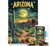 Arizona Desert Landscape with Cacti Puzzles for Adults 1000 Piece Mental Skill Sharp Cut Enjoyable Challenge Xmas Present (38x52cm)