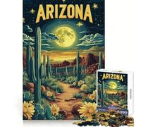 Arizona Desert Landscape with Cacti Puzzles for Adults 1000 Piece Mental Skill Sharp Cut Enjoyable Challenge Xmas Present (38x52cm)
