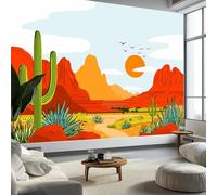 Arizona Desert Mountains Cacti Wallpaper Bedroom Kids Boys 3D Wallpaper Mural, White Kids Teens Room Poster Photo Wall Mural Themed Room Playroom 400 x 280 cm