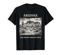 Arizona Desert Vibes AZ Pride Cactus Roadrunner Vintage Value Graphic T-Shirt, Men, Black, M