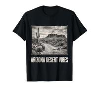 Arizona Desert Vibes AZ Pride Cactus Roadrunner Vintage Value Graphic T-Shirt, Men, Black, S